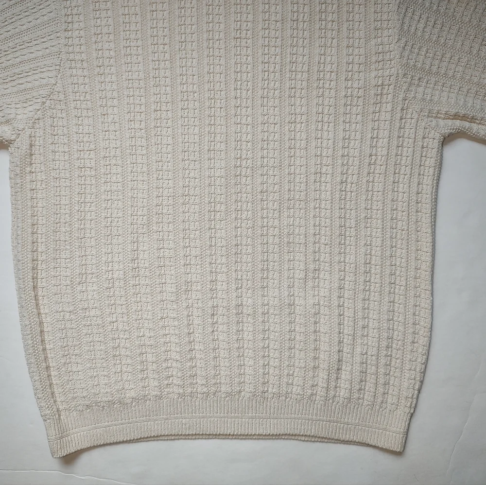 Bill Blass Vintage Sweater Men Cotton Cream Pullover Knit Crew Neck USA Ivory L - Picture 4 of 16
